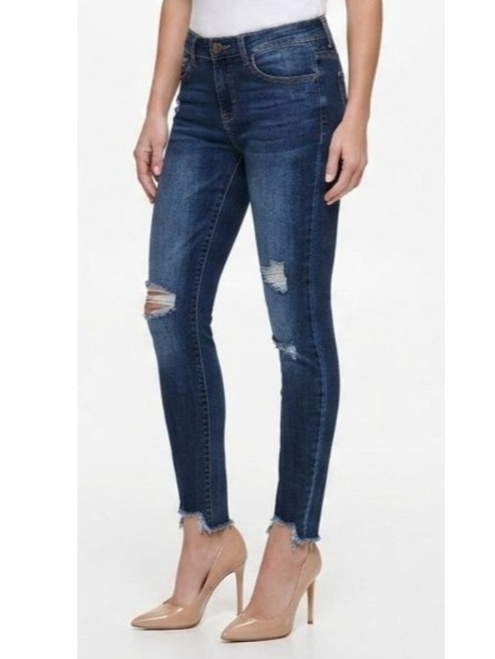 Sneak Peek Distressed Step Hem Skinny Jeans size 7